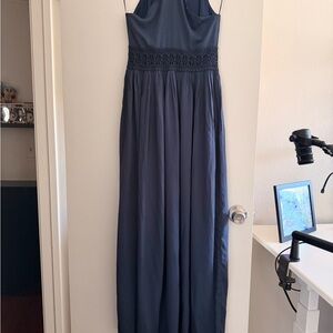 Fashion Nova Strapless Navy Blue Maxi Dress